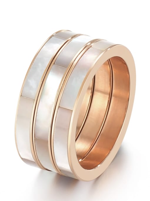 KR105206 K Titanium Steel Shell Geometric Minimalist Band Ring