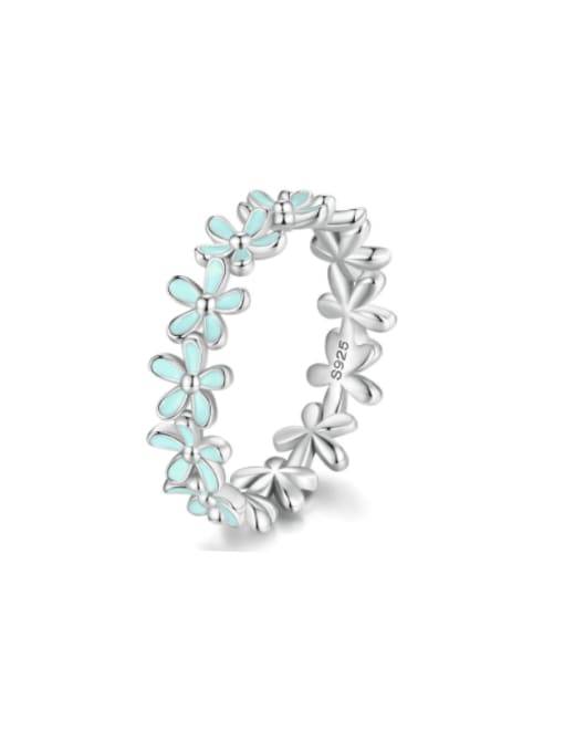 Jare 925 Sterling Silver Enamel Flower Cute Band Ring 0
