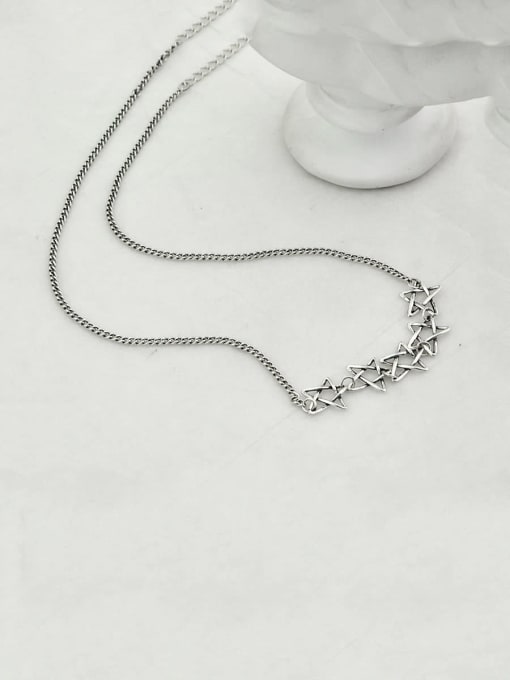 SHUI Vintage Sterling Silver With Platinum Plated Fashion Hollow Star Necklaces 4