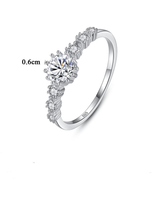 CCUI 925 Sterling Silver Cubic Zirconia White Round Dainty Band Ring 3