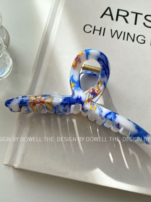 Blue and white porcelain streamer 11cm Cellulose Acetate Trend Geometric Alloy Multi Color Jaw Hair Claw
