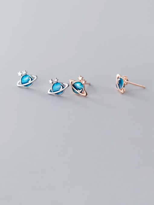 Rosh 925 Sterling silverblue cosmos planet minimalist study Earring 0