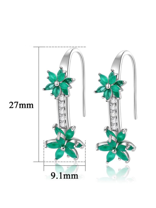 CCUI 925 Sterling Silver Cubic Zirconia Flower Dainty Hook Earring 2