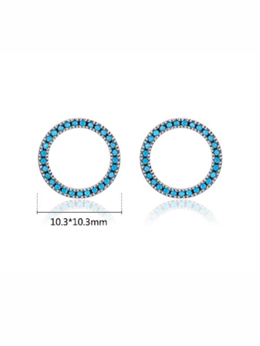 MODN 925 Sterling Silver Turquoise Round Minimalist Stud Earring 2