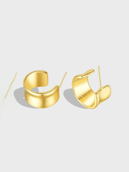 769 gold Brass Geometric Minimalist C Shape Stud Earring