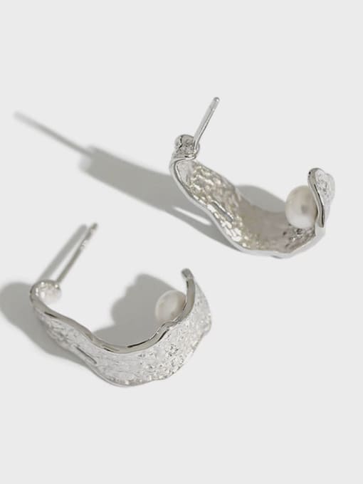 DAKA 925 Sterling Silver Imitation Pearl Geometric Vintage Drop Earring 0