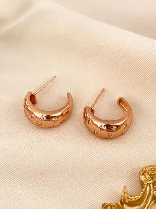 rose gold 925 Sterling Silver Geometric Vintage Stud Earring