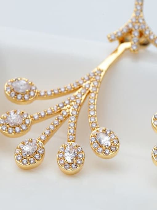 gold Copper Cubic Zirconia Irregular Luxury Drop Earring