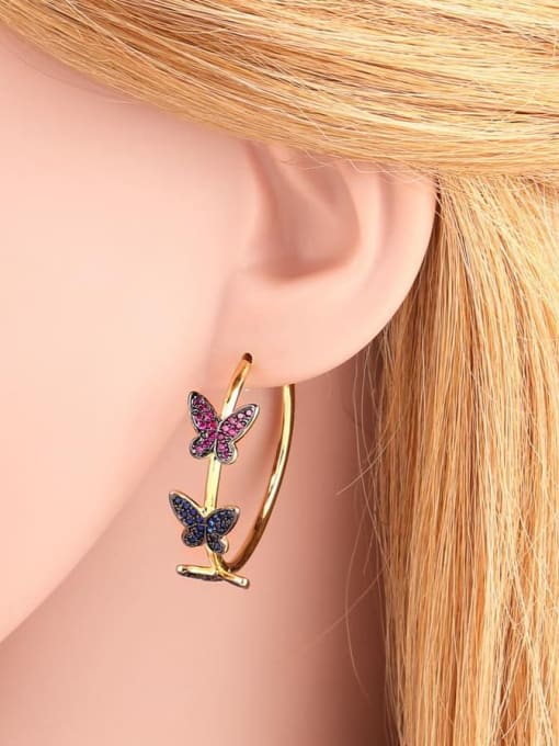 CC Brass Cubic Zirconia Butterfly Vintage Huggie Earring 1