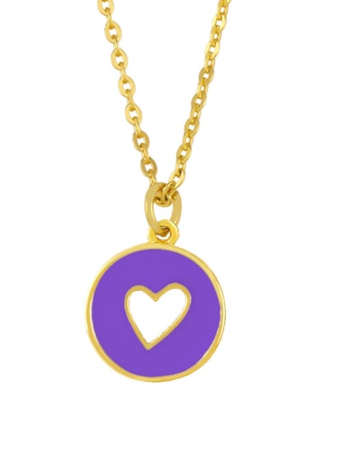 purple Brass Enamel Heart Minimalist Necklace