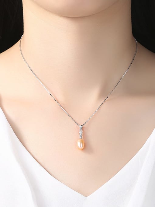 CCUI 925 Sterling Silver Freshwater Pearl Oval pendant Trend Lariat Necklace 1