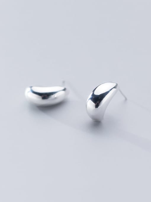 Rosh 925 Sterling Silver Irregular  Fashion Simple Smooth Arc Stud Earring 2