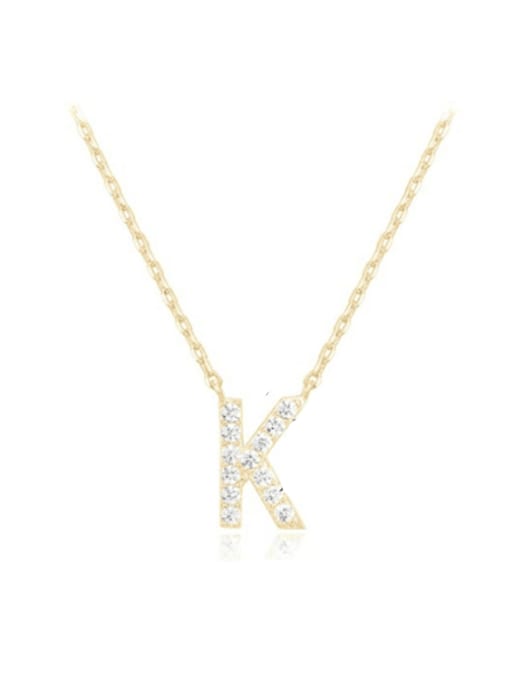 Jare 925 Sterling Silver Cubic Zirconia Letter Minimalist Necklace 1