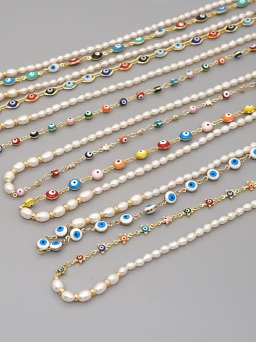 Roxi Stainless steel Freshwater Pearl Multi Color Irregular Bohemia Necklace 1