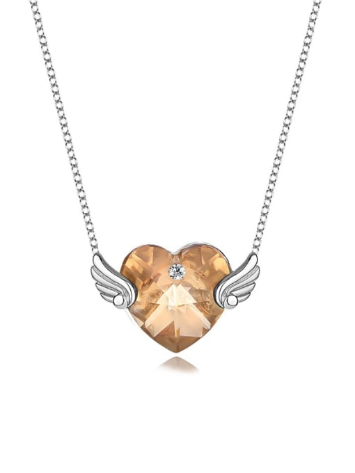 JYXZ 026 (coffee color) 925 Sterling Silver Austrian Crystal Heart Classic Necklace