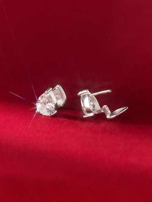 Rosh 925 Sterling Silver Cubic Zirconia Water Drop Dainty Stud Earring 2