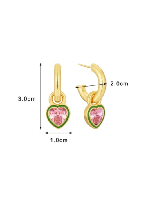 CHARME Brass Cubic Zirconia Heart Minimalist Drop Earring 2