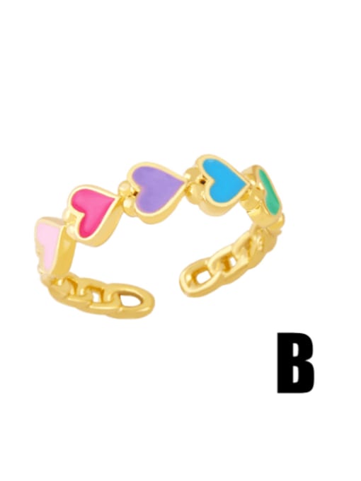 CC Brass Enamel Heart Minimalist Band Ring 2