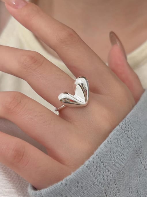Boomer Cat 925 Sterling Silver Heart Vintage Band Ring 2