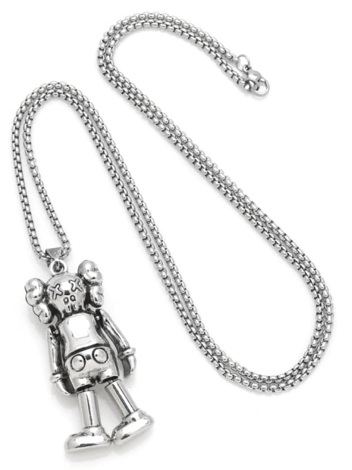 CC Stainless steel Alloy Pendant Robot Hip Hop Long Strand Necklace