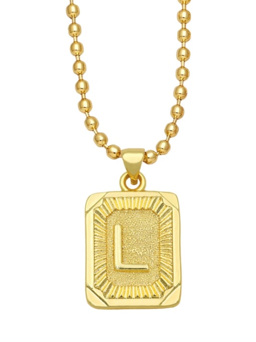 L Brass Letter Vintage Geometry Pendant Necklace