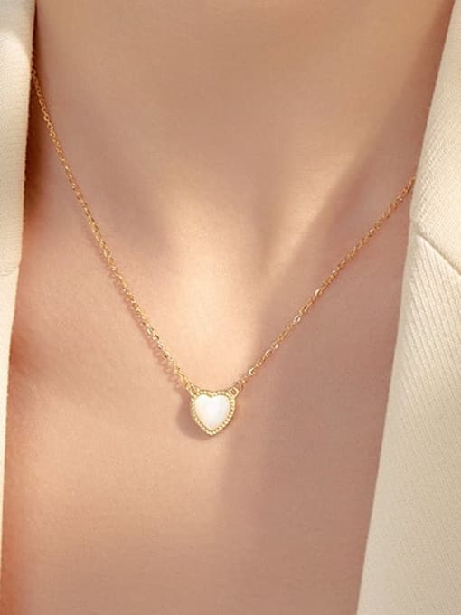 BeiFei Minimalism Silver 925 Sterling Silver Shell Heart Minimalist Necklace 1