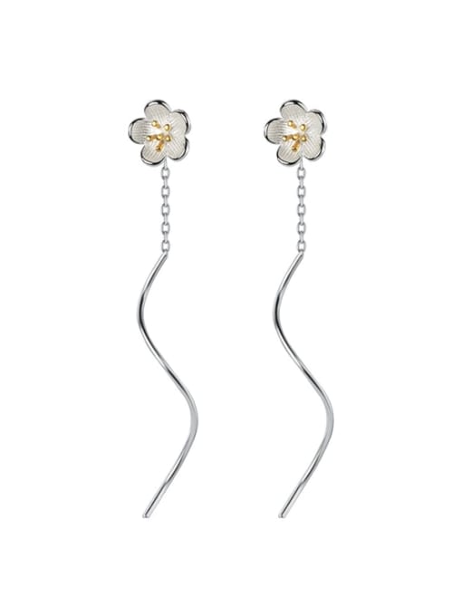 Rosh 925 Sterling Silver  Enamel Flower Minimalist Threader Earring 0