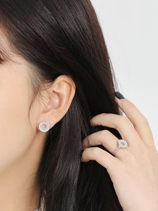 DAKA 925 Sterling Silver Imitation Pearl Geometric Ethnic Stud Earring 3