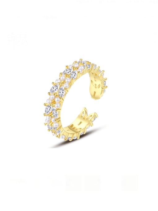 BLING SU Brass Cubic Zirconia Geometric Luxury Band Ring 0