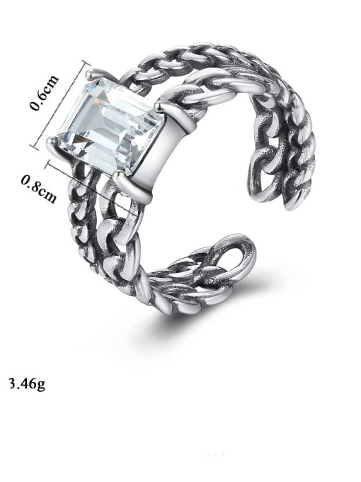 CCUI 925 Sterling Silver Square cubic zirconia. Antique twist chain band ring 3