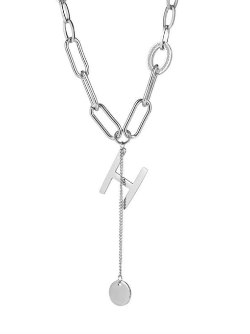 Open Sky Titanium Steel Letter Minimalist Lariat Necklace