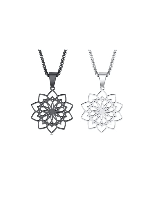 CONG Stainless steel Hollow  Flower Hip Hop Necklace 0