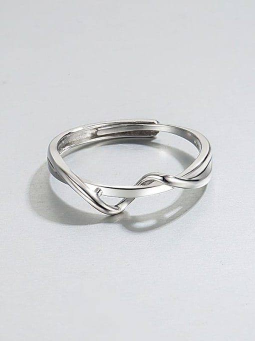 HAHN 925 Sterling Silver Irregular Minimalist Band Ring 0
