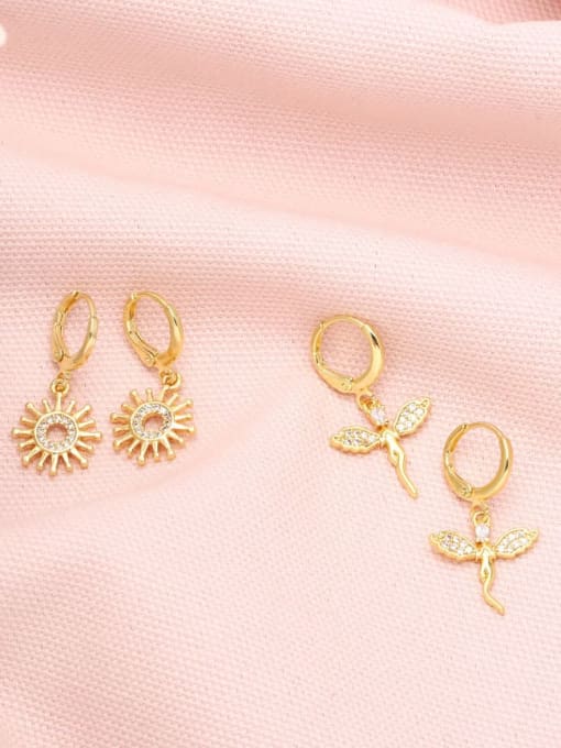 CC Brass Cubic Zirconia Angel Vintage Huggie Earring 2