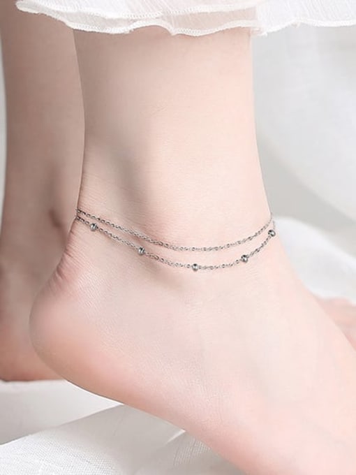 RINNTIN 925 Sterling Silver Minimalist Double Layer Chain Anklet 1