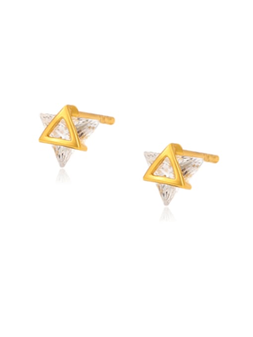 24K Gold Plated Alloy Cubic Zirconia Triangle Minimalist Stud Earring