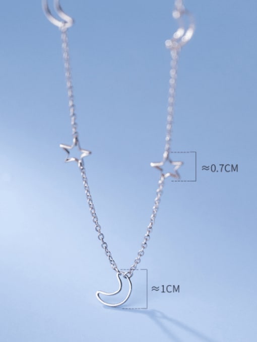 Rosh 925 Sterling Silver Hollow Star Moon Minimalist Necklace 3