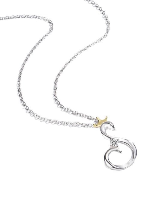 HAHN 925 Sterling Silver Rhinestone Swan Minimalist Necklace 2