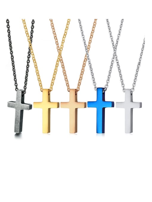 CONG Stainless Steel  Smooth Cross Minimalist Regligious Necklace 0