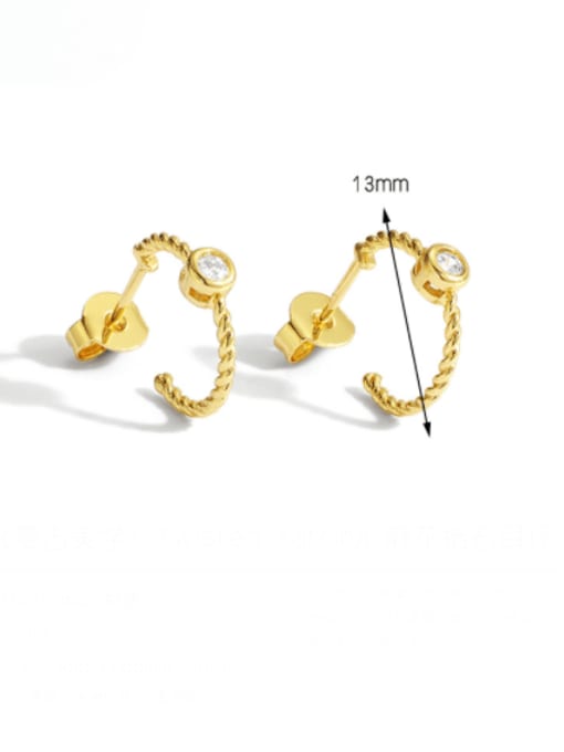 CHARME Brass Rhinestone Geometric Minimalist Huggie Earring 2