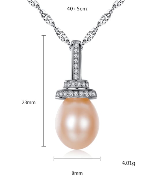 CCUI 925 Sterling Silver Freshwater Pearl Pink pendant Necklace 4
