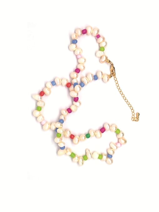 MMBEADS Stainless steel Freshwater Pearl Multi Color Irregular Bohemia Necklace