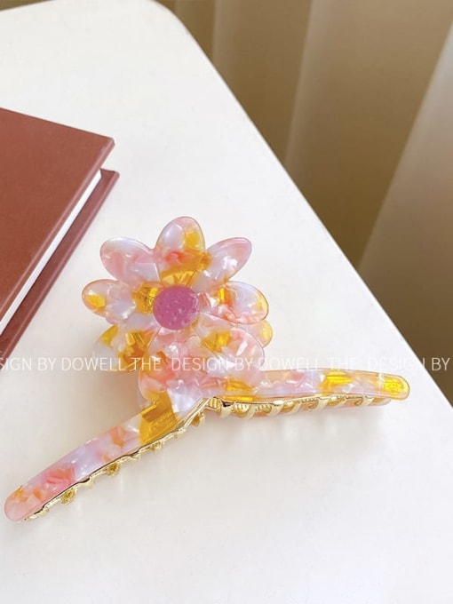 Yellow pink 12cm Cellulose Acetate Trend Flower Alloy Multi Color Jaw Hair Claw