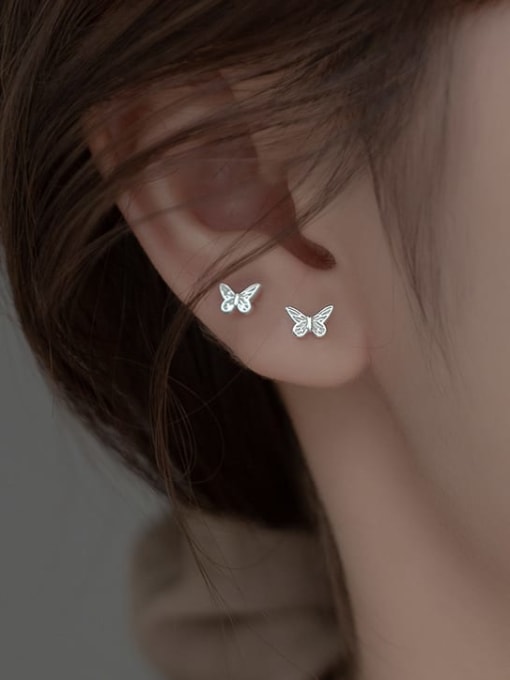 Rosh 925 Sterling Silver Cubic Zirconia Butterfly Dainty Stud Earring 1
