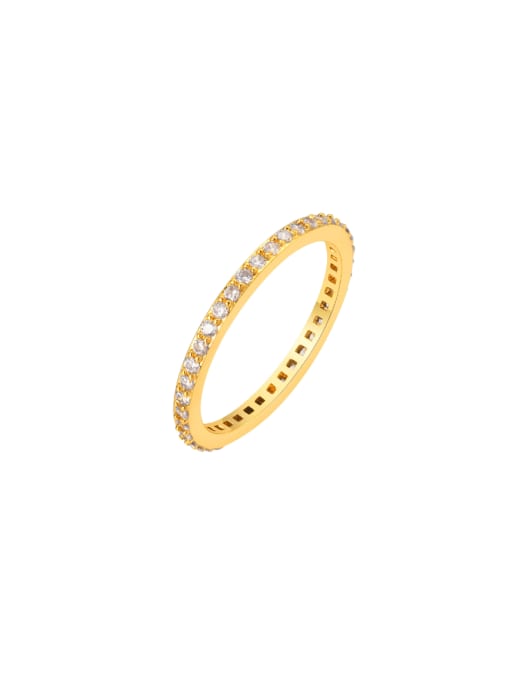 golden Brass Cubic Zirconia Geometric Minimalist Band Ring