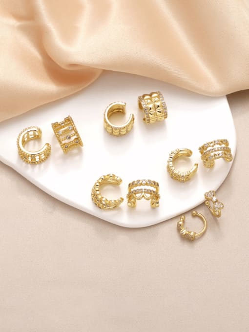 CC Brass Cubic Zirconia Bowknot Hip Hop Clip Earring