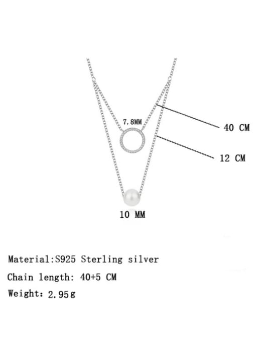 BC-Swarovski Elements 925 Sterling Silver Imitation Pearl Geometric Minimalist Multi Strand Necklace 3