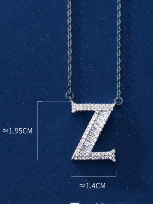 Letter Z 925 Sterling Silver Simple Fashion full diamond letters pendant  Necklace