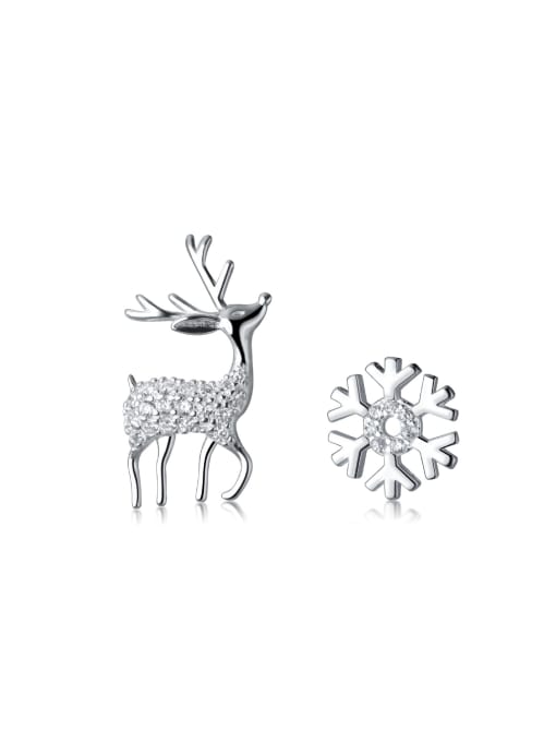 Rosh 925 Sterling Silver Asymmetry deer Flower Dainty Stud Earring 4