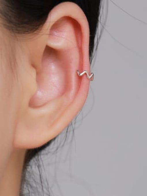 MODN 925 Sterling Silver  Minimalist Waves C shape Clip Earring 1